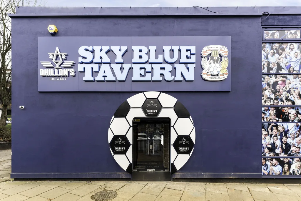 The front of the Sky Blue Tavern on Hertford Place